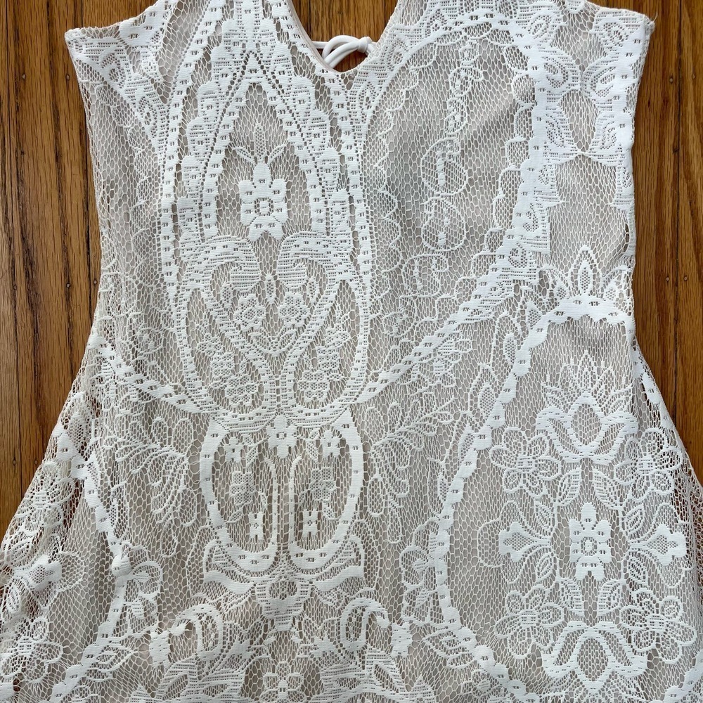 The Vintage Shop Dress Womens Medium White Lace Romantic Coquette Fairy Feminine - Picture 4 of 11